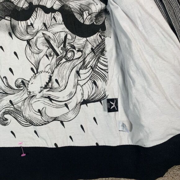 Artful Dodger Jacket Womens 2XL Gray Houndstooth Full Zip Button Graphic - Picture 9 of 15